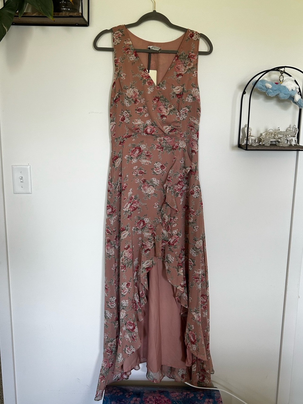 NWT Dress Forum Floral Print Sleeveless V Neck High‎ Low Long Dress Size Large